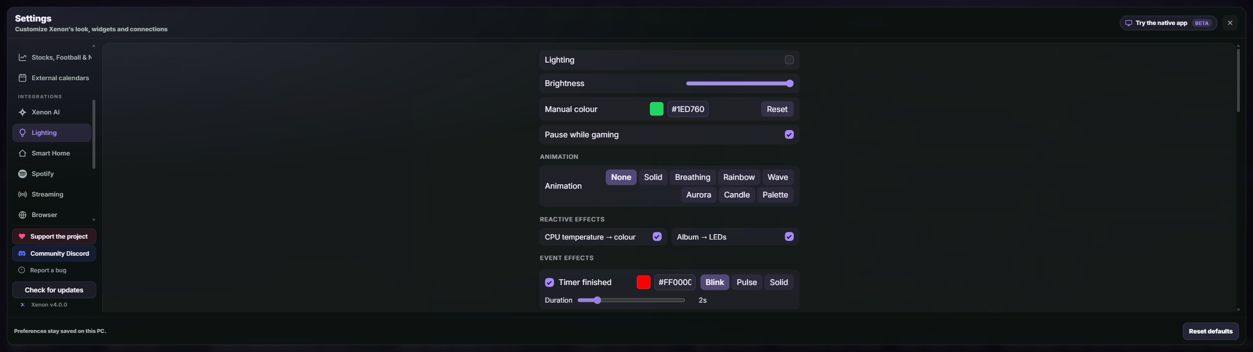 Xenon lighting controls driving RGB devices
